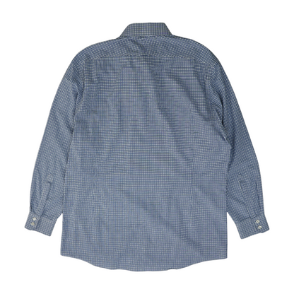 Navy Plaid Long Sleeve Button Down