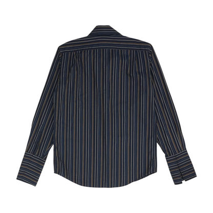 Navy Striped Long Sleeve Button Down