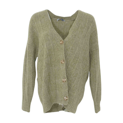 Green Striped Cardigan Sweater