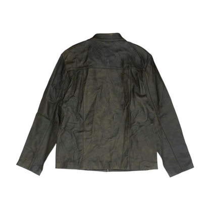 Brown Solid Leather Jacket