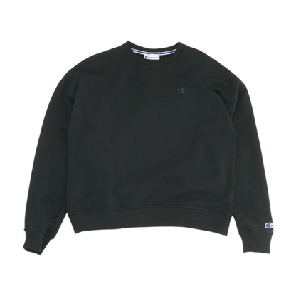 Black Solid Sweatshirt Pullover