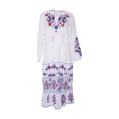 White Floral Midi Dress