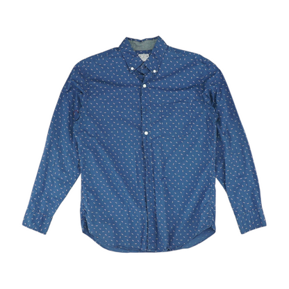 Blue Print Long Sleeve Button Down