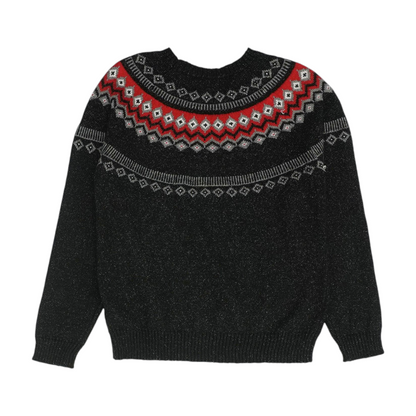 Black Print Pullover Sweater