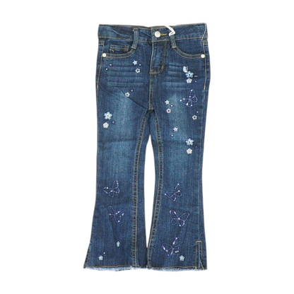 Navy Floral Tapered Jeans
