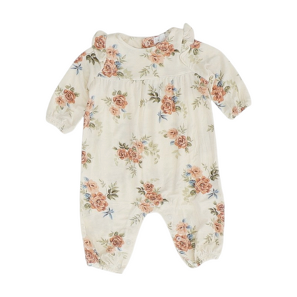 Cream Floral Long Sleeve One-Piece