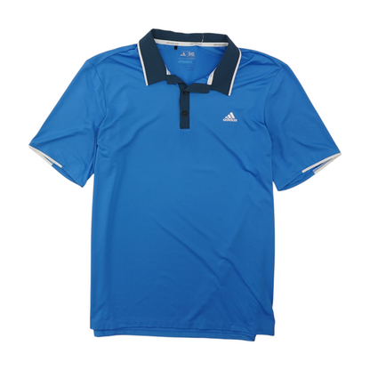 Blue Solid Short Sleeve Polo