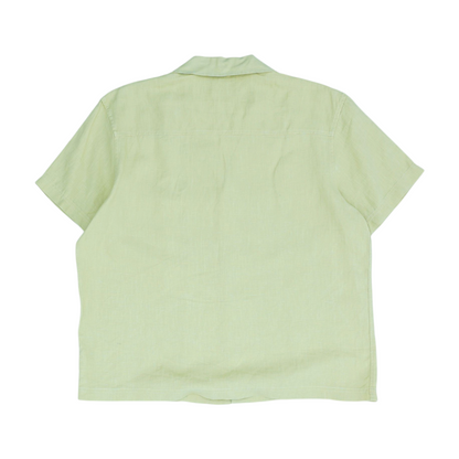 Green Solid Short Sleeve Button Down