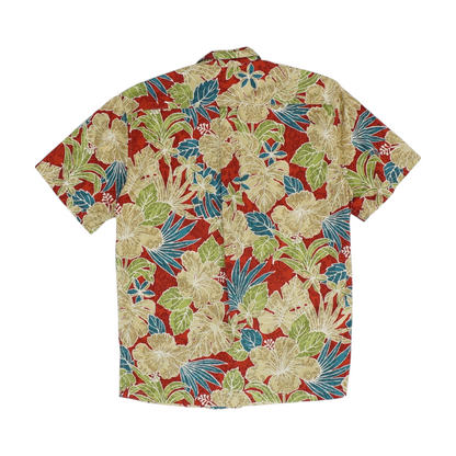 Vintage Red Tropical Short Sleeve Button Down