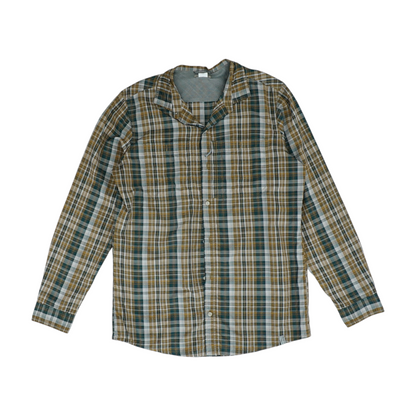 Tan Tall Plaid Long Sleeve Button Down