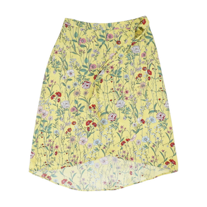 Yellow Petite Floral Midi Skirt