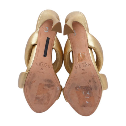 Lilla Metallic Leather Heel Sandal