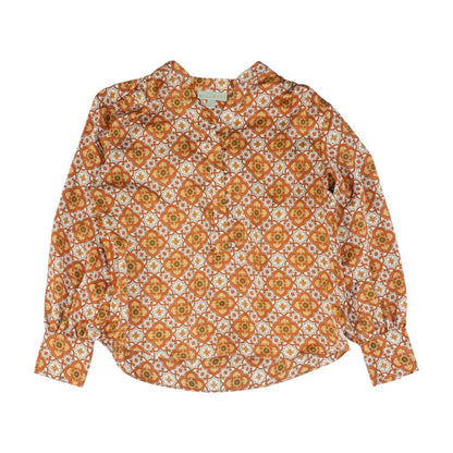 Orange Graphic Long Sleeve Blouse