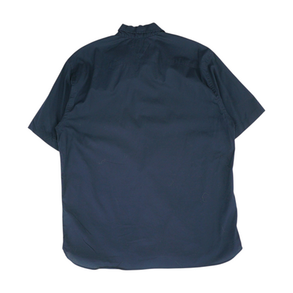 Navy Solid Short Sleeve Button Down