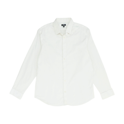 White Solid Long Sleeve Button Down