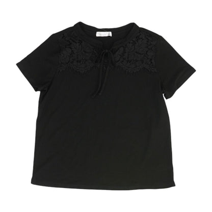 Black Solid Short Sleeve Blouse
