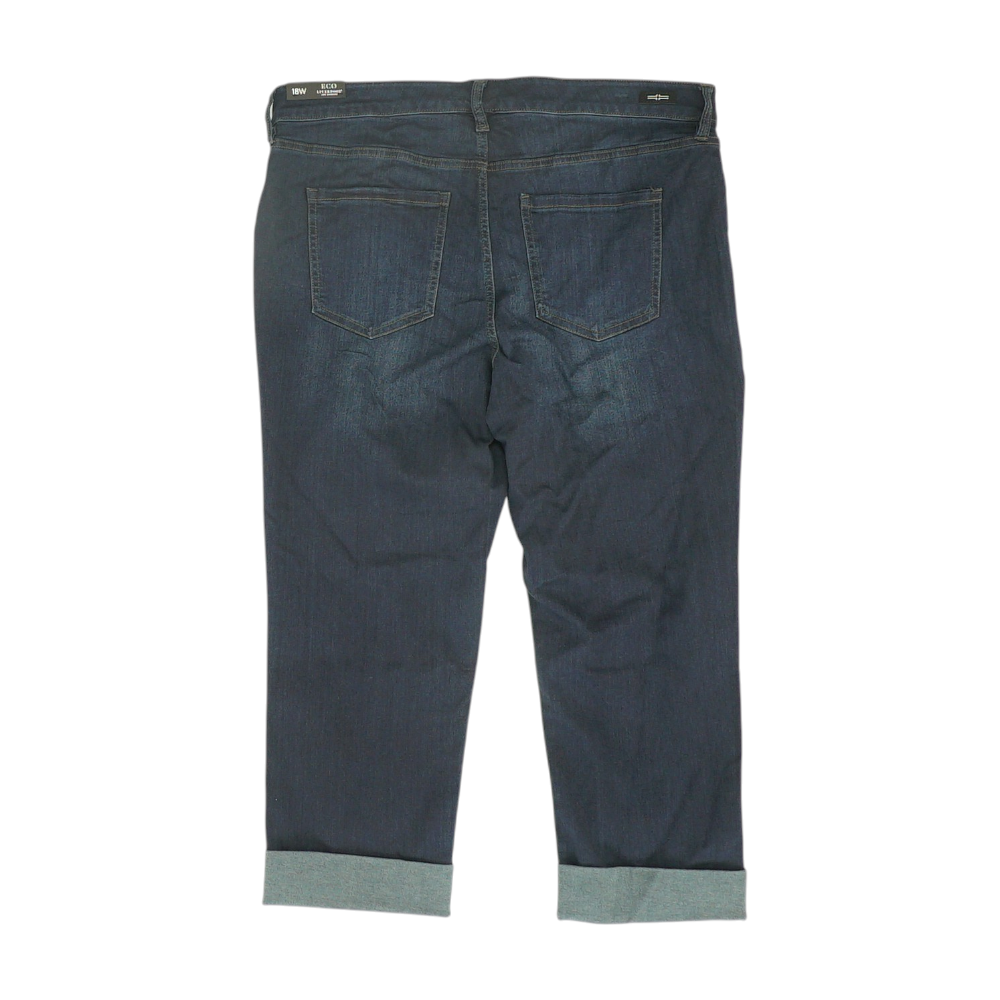 Blue Plus Size Solid Denim Capris