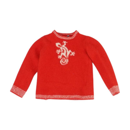 Red Solid Crewneck Sweater