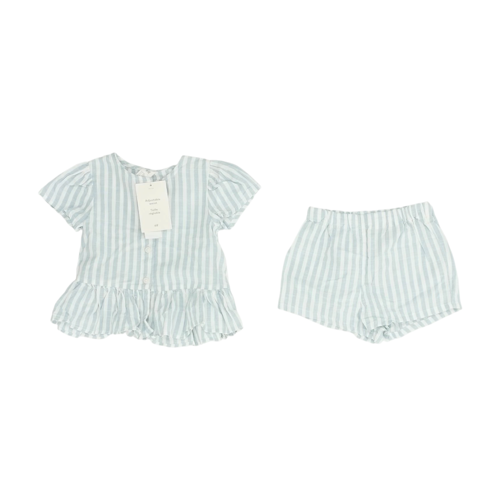 Blue Striped Short Sleeve Set