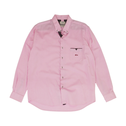 Pink Solid Long Sleeve Button Down