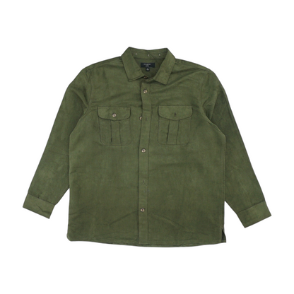 Green Solid Long Sleeve Button Down