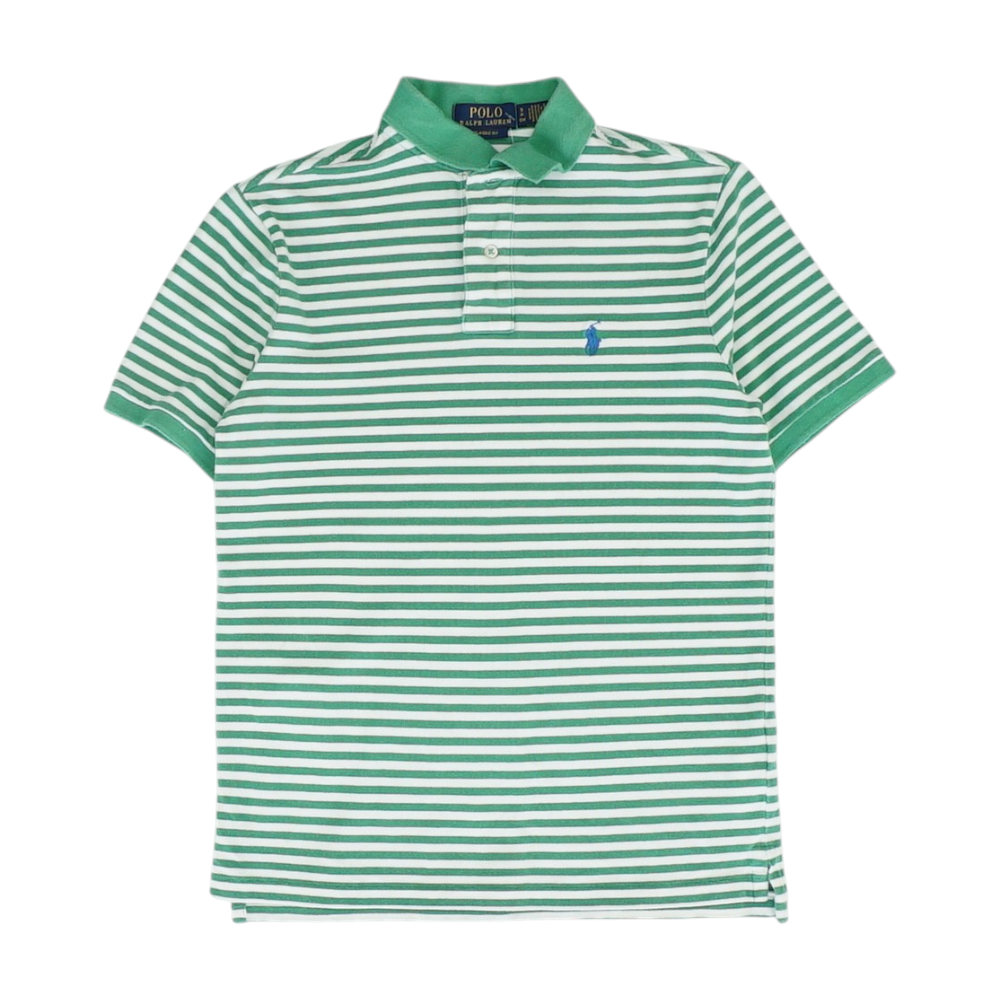 Green Striped Short Sleeve Polo