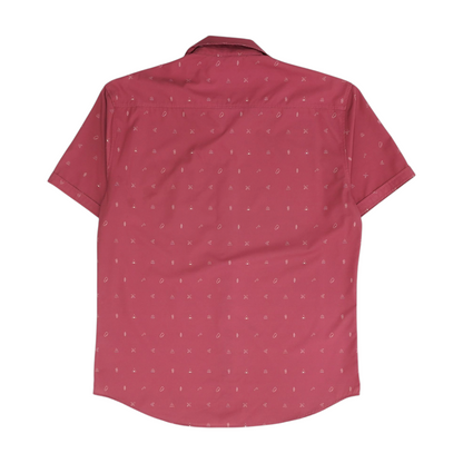 Pink Print Short Sleeve Button Down