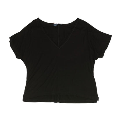 Black Solid V Neck T-Shirt