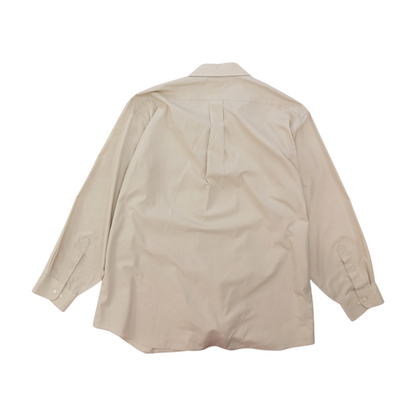 Beige Big & Tall Solid Long Sleeve Button Down
