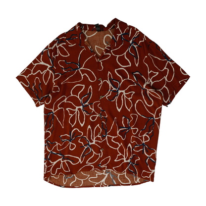 Rust Abstract Short Sleeve Button Down