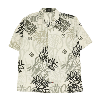 Gray Graphic Short Sleeve Button Down