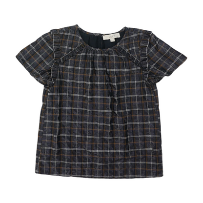 Navy Petite Plaid Blouse