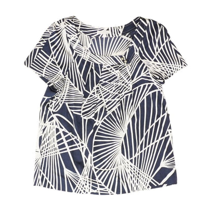 Navy Graphic Short Sleeve Blouse