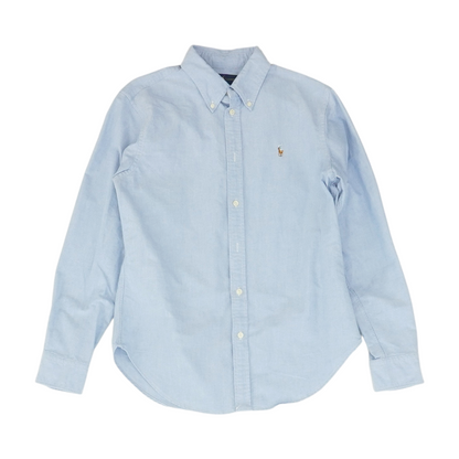 Blue Solid Long Sleeve Button Down