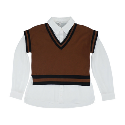 Brown Color Block Blouse