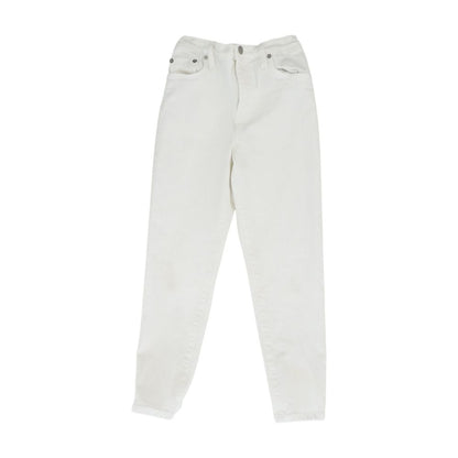 White Solid High Rise Slim Leg Jeans
