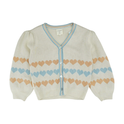 Beige Hearts Cardigan Sweater