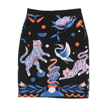 Black Print Mini Skirt