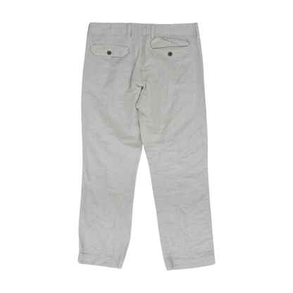 Beige Striped Straight Pants