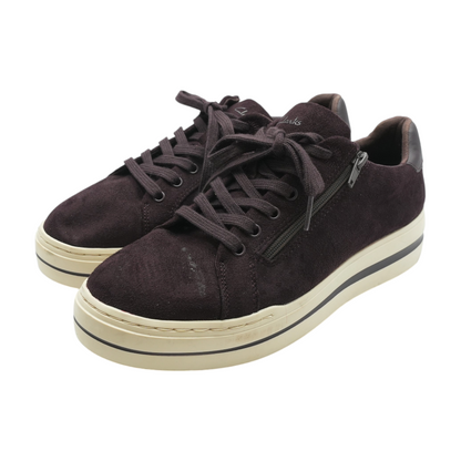 Suede Side Zip Lace Up Low-Top Athletic Shoes