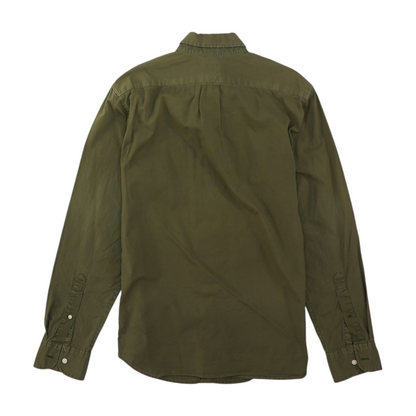 Green Solid Long Sleeve Button Down