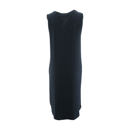 Navy Solid Midi Dress