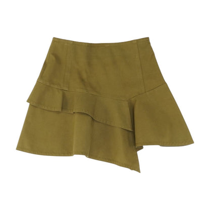 Green Solid Mini Skirt