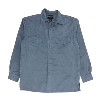 Blue Solid Flannel Button Down