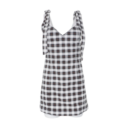 White Plaid Mini Dress