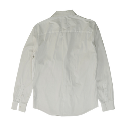 White Solid Long Sleeve Button Down