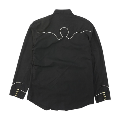 Vintage Black Solid Long Sleeve Button Down