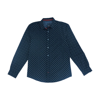 Black Abstract Long Sleeve Button Down