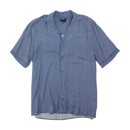 Blue Abstract Short Sleeve Button Down
