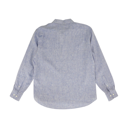 Blue Solid Long Sleeve Button Down